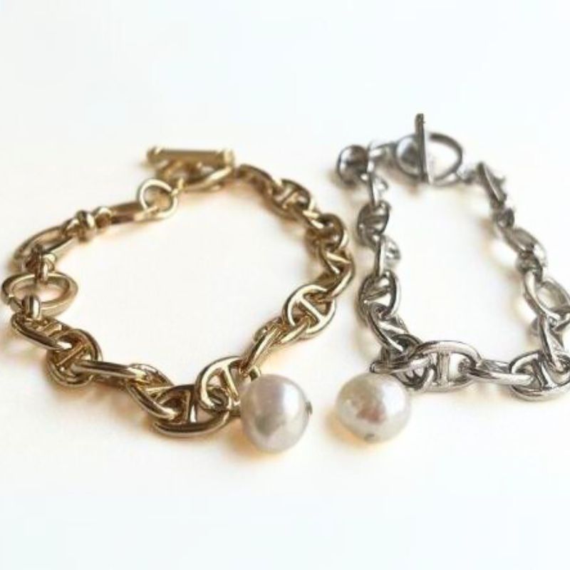 【ふるさと納税】[Cherieオリジナルブレスレット]pearl chain brace / gold サムネイル2