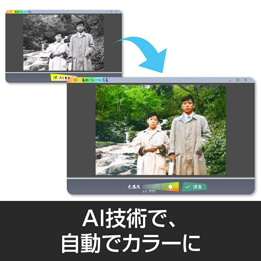 【ふるさと納税】 着彩！モノクロ写真 カード版 東京都 渋谷区 変換ソフト 写真着色ソフト カラー写真 簡単 着彩 色味調整 トリミング 編集可能 ソースネクスト株式会社 送料無料 サムネイル2