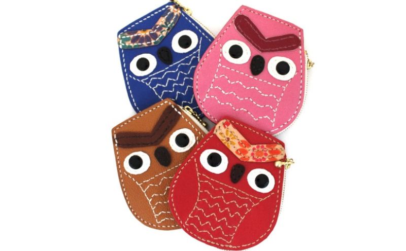 【ふるさと納税】小銭入れ コインケース フクロウ小銭入れ ウォレットケース フクロウ 牛革 レザー 手作り ハンドメイド 福祉施設 サムネイル3