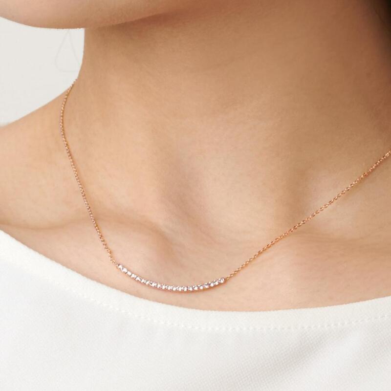 【ふるさと納税】ラウンドラインストーンネックレス【043-021】選べるカラー シルバー ゴールド ピンクゴールド ネックレス アクセサリー ジュエリー K18GP 上品 ギフト プレゼント ラッピング サムネイル2