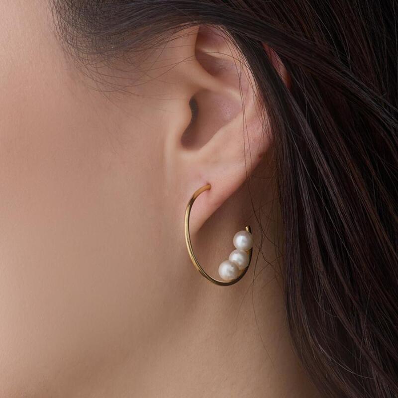 【ふるさと納税】3パールのフープステンレスピアス【043-022】金属アレルギー対応 選べるカラー シルバー ゴールド ピアス アクセサリー ジュエリー K18GP カジュアル オフィス ギフト プレゼント ラッピング サムネイル2