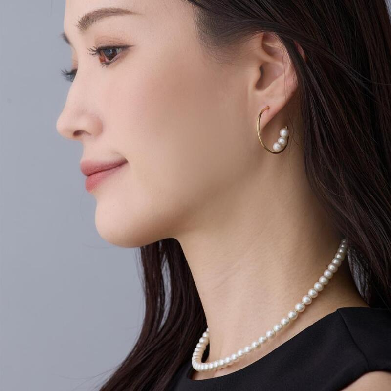 【ふるさと納税】3パールのフープステンレスピアス【043-022】金属アレルギー対応 選べるカラー シルバー ゴールド ピアス アクセサリー ジュエリー K18GP カジュアル オフィス ギフト プレゼント ラッピング サムネイル3