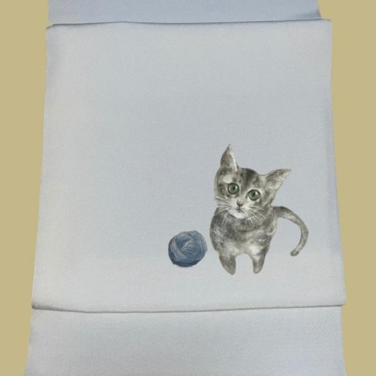 【ふるさと納税】あなたの愛犬・愛猫を描くオリジナル着物帯【手描き友禅】【012-004】 サムネイル2