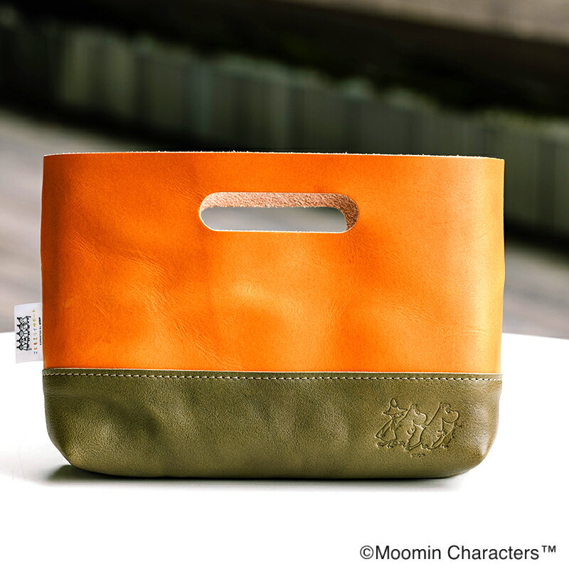 ムーミン こどもミライサポート 栃木レザー バッグインバッグ (グリーン) [0651]