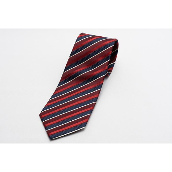 【ふるさと納税】【受注生産】匠の技術で織り上げるシルク100％のテクスチャーストライプネクタイ（レッド×ネイビー） | ネクタイ シルク ストライプ 高級 ビジネス フォーマル プレゼント 送料無料 東京 八王子 サムネイル2
