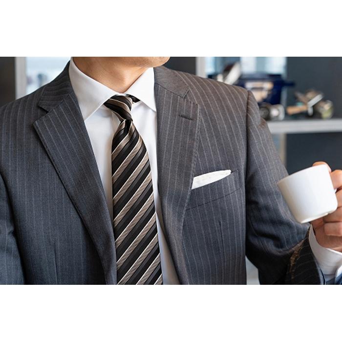 【受注生産】匠の技術で織り上げるシルク100％のテクスチャーストライプネクタイ（モノトーン） | ネクタイ シルク ストライプ 高級 ビジネス フォーマル ギフト 送料無料 東京 八王子