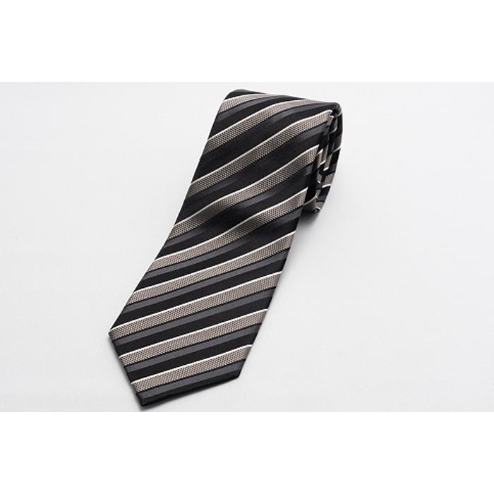 【ふるさと納税】【受注生産】匠の技術で織り上げるシルク100％のテクスチャーストライプネクタイ（モノトーン） | ネクタイ シルク ストライプ 高級 ビジネス フォーマル ギフト 送料無料 東京 八王子 サムネイル2