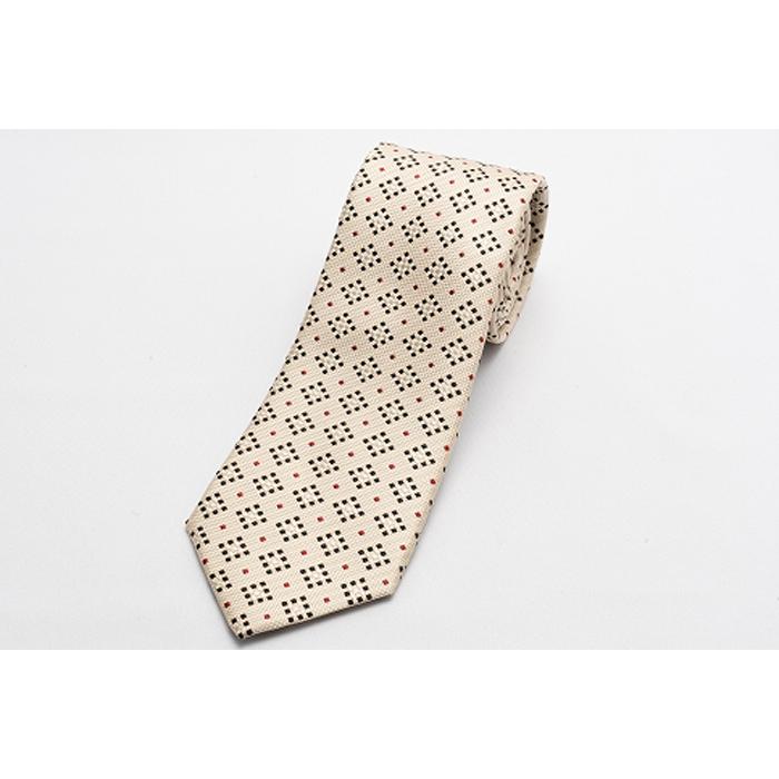 【ふるさと納税】【受注生産】匠の技術で織り上げるシルク100％のモザイク小紋柄ネクタイ（ライトイエロー） | ネクタイ シルク モザイク 柄 イエロー 高級 ビジネス フォーマル 贈答 送料無料 東京 八王子 サムネイル2