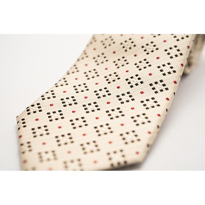 【ふるさと納税】【受注生産】匠の技術で織り上げるシルク100％のモザイク小紋柄ネクタイ（ライトイエロー） | ネクタイ シルク モザイク 柄 イエロー 高級 ビジネス フォーマル 贈答 送料無料 東京 八王子 サムネイル3