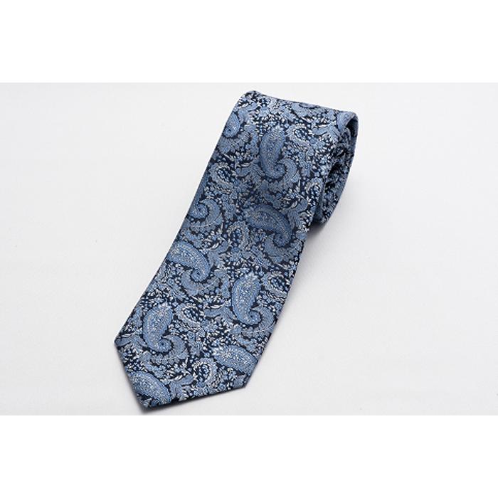 【ふるさと納税】【受注生産】匠の技術で織り上げるシルク100％のペイズリー更紗ネクタイ（サックスブルー） | ネクタイ シルク ブルー 高級 ビジネス フォーマル プレゼント 送料無料 東京 八王子 サムネイル2
