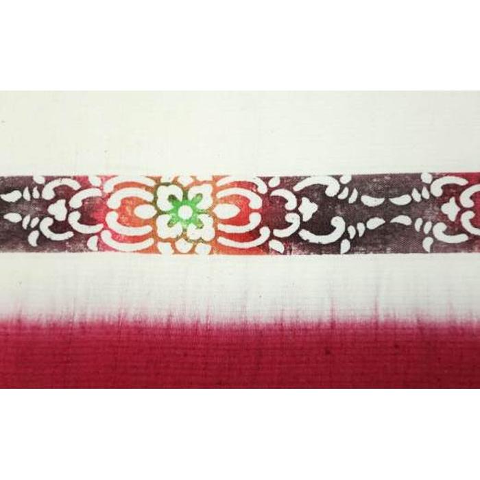 【ふるさと納税】職人が丹精込めて染めあげた世界で一つだけの「手差し型染め　半幅帯」（唐草柄・紅系） | 帯 おび 紅 和装 着物 一点物 伝統 送料無料 東京 八王子 サムネイル3