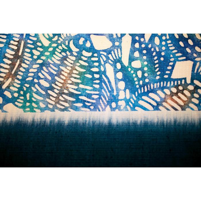 【ふるさと納税】職人が丹精込めて染めあげた世界で一つだけの「手差し型染め　半幅帯」（魚） | 帯 おび 和装 着物 一点物 伝統 送料無料 東京 八王子 サムネイル3