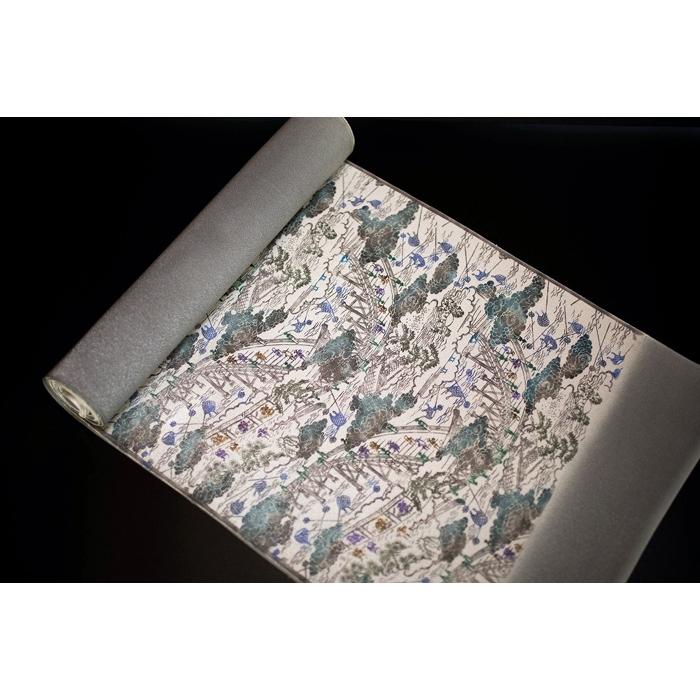 職人技がさえわたる世界に一つだけの「手差し型染め 名古屋帯」（古代柄/川の風景） | 帯 おび 和装 着物 一点物 伝統工芸 送料無料 東京 八王子