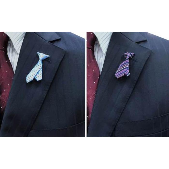 【ふるさと納税】シルク100%のミニネクタイ「p-Tie」2柄セット（ブルー系） | ネクタイ シルク 青 セット おしゃれ ビジネス 贈答用 送料無料 東京 八王子 サムネイル2