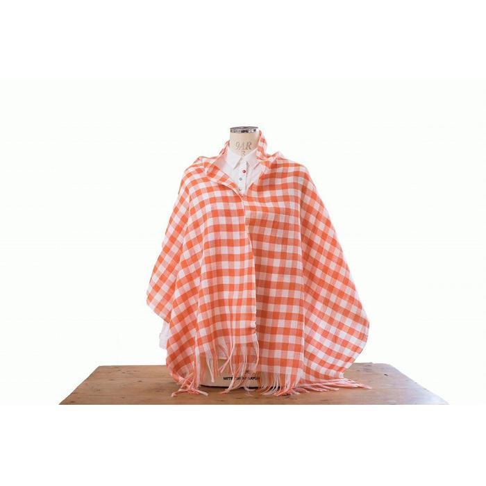 【ふるさと納税】糸から日本製、旧式織機でかたこと織り上げたサラッと涼やかラミーコットンストール（オレンジ） | ショール コットン 麻 洗濯可能 送料無料 東京 八王子 サムネイル3