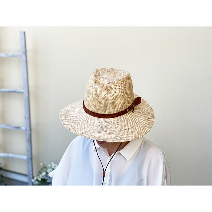 【ふるさと納税】「風に飛ばされにくい」シゾール中折れハット | 関口善大靴工房 帽子 夏用 本牛革 ぼうし 夏用 サマー 高級 天然草 あご紐 調布 東京都 送料無料 サムネイル2