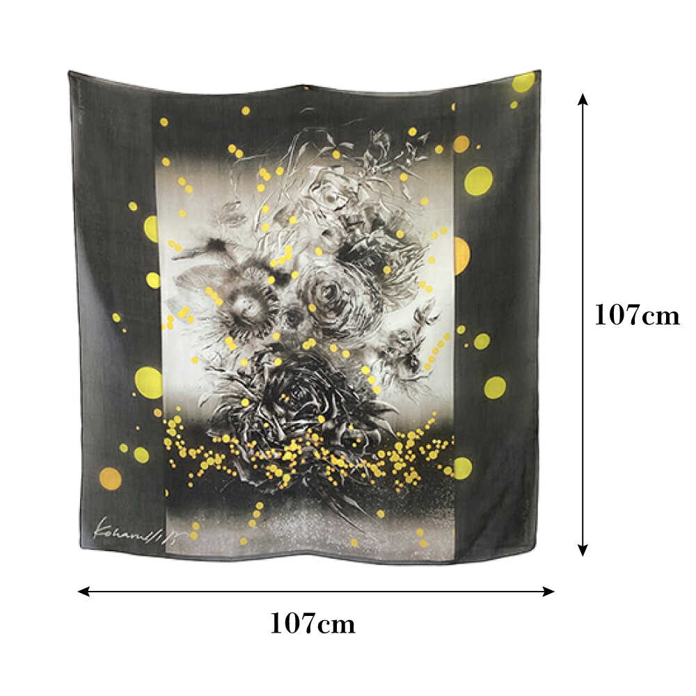 【ふるさと納税】「再生の薔薇」ストール 約107cm×約107cm【有限会社カヤマ】ストール koharu 版画家 薔薇 シルク ファッション 衣類 横須賀 神奈川 [AKAR009] サムネイル2