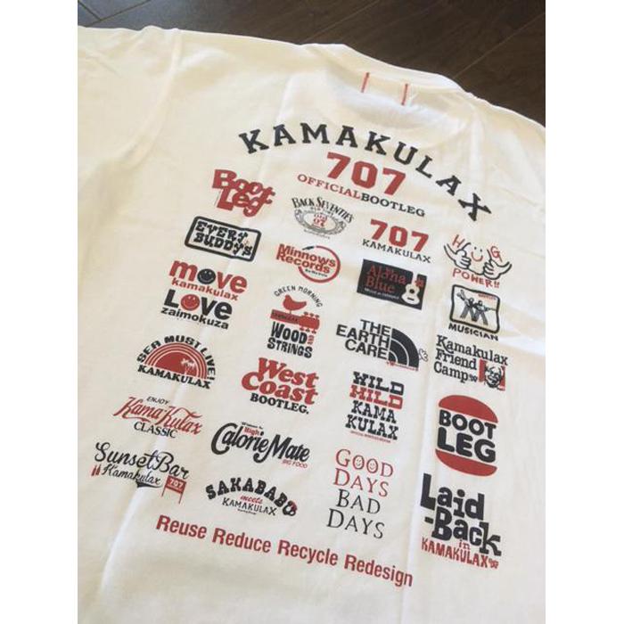 鎌倉ブランドの老舗「KAMAKULAX」の定番オリジナルALL LOGO Tシャツ【ホワイト】Mサイズ