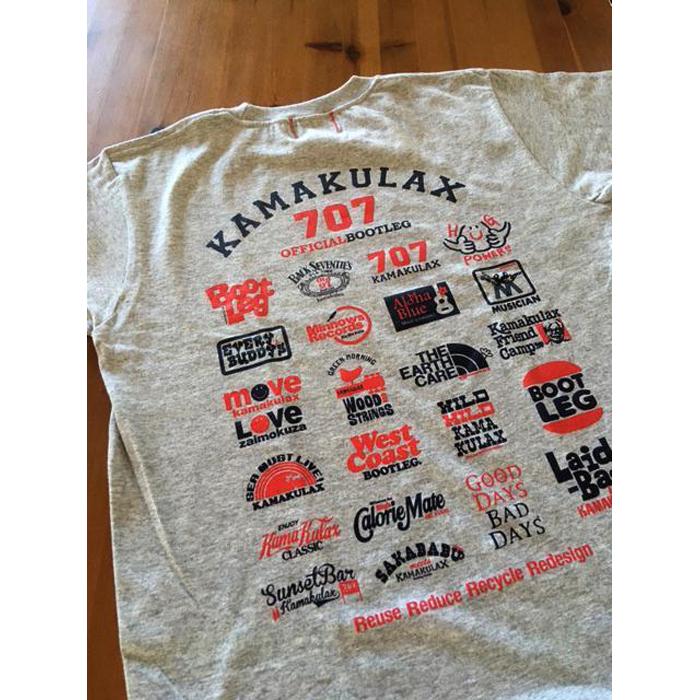 鎌倉ブランドの老舗「KAMAKULAX」の定番オリジナルALL LOGO Tシャツ【杢グレー】XLサイズ