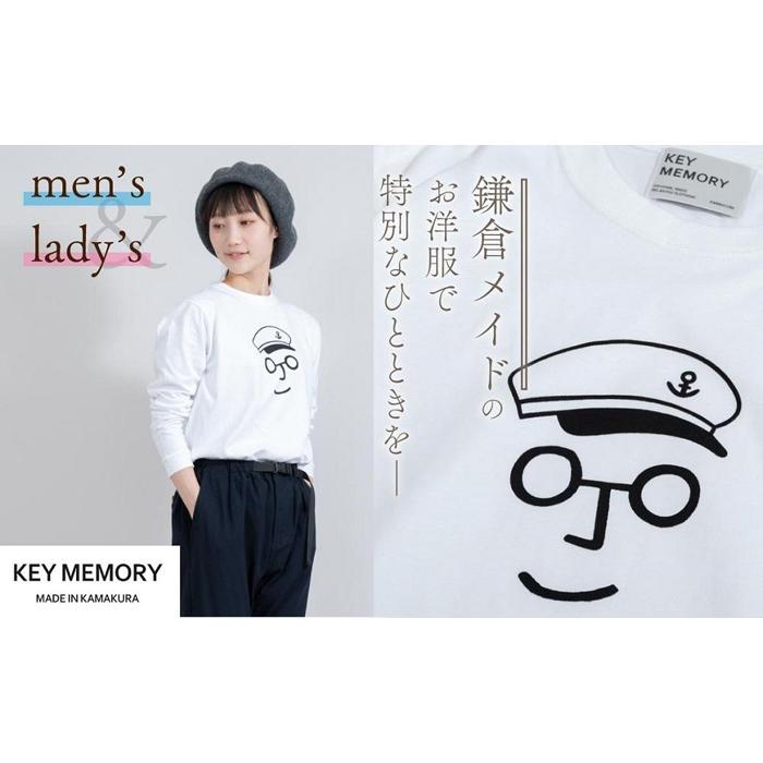 《1》セーラー帽イラストロングTシャツ　WHITE 【KEYMEMORY　鎌倉】 | ふるさと 納税 楽天ふるさと 神奈川 ファッション ブランド 鎌倉 服 洋服 レディース メンズ 女性 男性 ナチュラル シンプル 可愛い かわいい おしゃれ 有名 人気 おすすめ