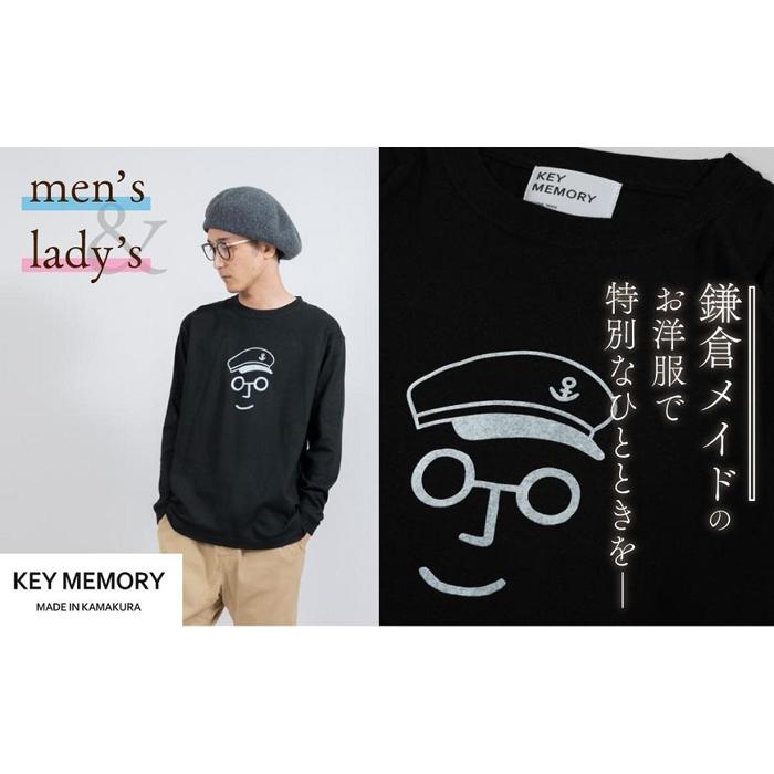 《2》セーラー帽イラストロングTシャツ　BLACK 【KEYMEMORY　鎌倉】 | ふるさと 納税 楽天ふるさと 神奈川 ファッション ブランド 鎌倉 服 洋服 レディース メンズ 女性 男性 ナチュラル シンプル 可愛い かわいい おしゃれ 有名 人気 おすすめ