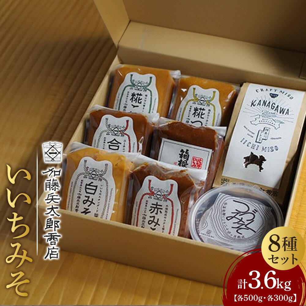 いいちみそ8種セット(計3.6kg)【みそ 味噌 ミソ 白みそ 糀こし 糀つぶ 赤みそ 合わせ 箱根路 つづくみそ贈答品 贈り物 詰合せセット 神奈川県 小田原市 】