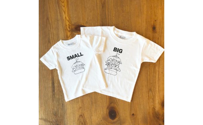 【ふるさと納税】2人兄弟姉妹でおそろい/ハンバーガー SMALL×BIG プリント/ Tシャツ2枚組ギフトセット【出産祝い・誕生日・ギフト・プレゼント】 サムネイル3