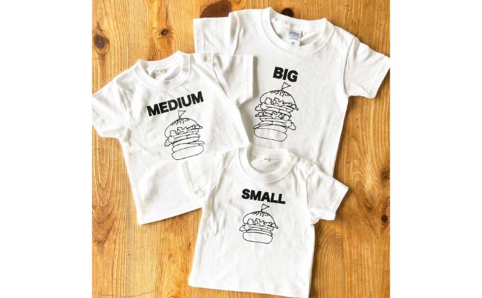 【ふるさと納税】3人兄弟姉妹でおそろい/ハンバーガー SMALL×MEDIUM×BIG プリント/ Tシャツ3枚組ギフトセット【出産祝い・誕生日・ギフト・プレゼント】 サムネイル3