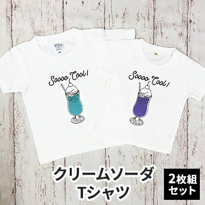 2人兄弟姉妹でおそろい /クリームソーダ パープル（小）×グリーン（大）/ Tシャツ2枚組ギフトセット