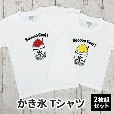 2人兄弟姉妹でおそろい /かき氷 イエロー（小）×レッド（大）/ Tシャツ2枚組ギフトセット
