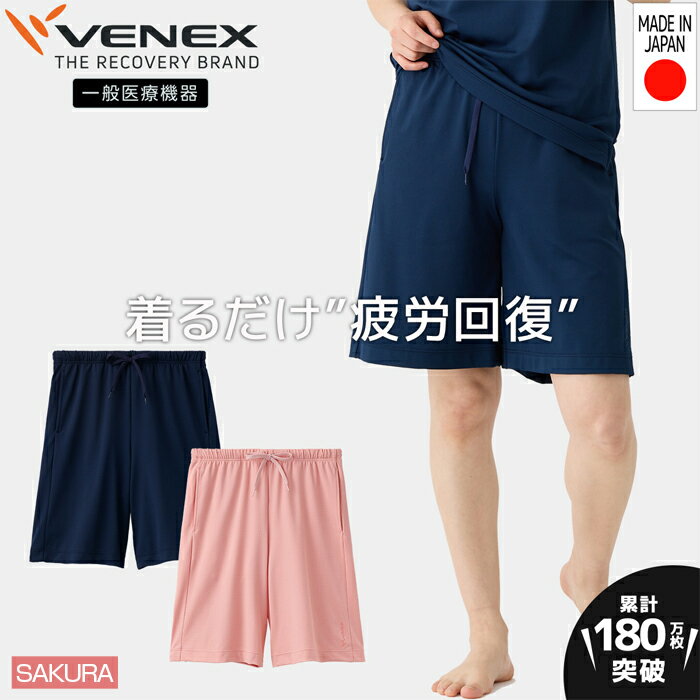 スタンダードドライ＋【一般医療機器】半ズボン（レディース）サクラ ／ ベネクスリカバリーウエア 休養時専用ウェア 血行促進 健康 安眠 送料無料 神奈川県