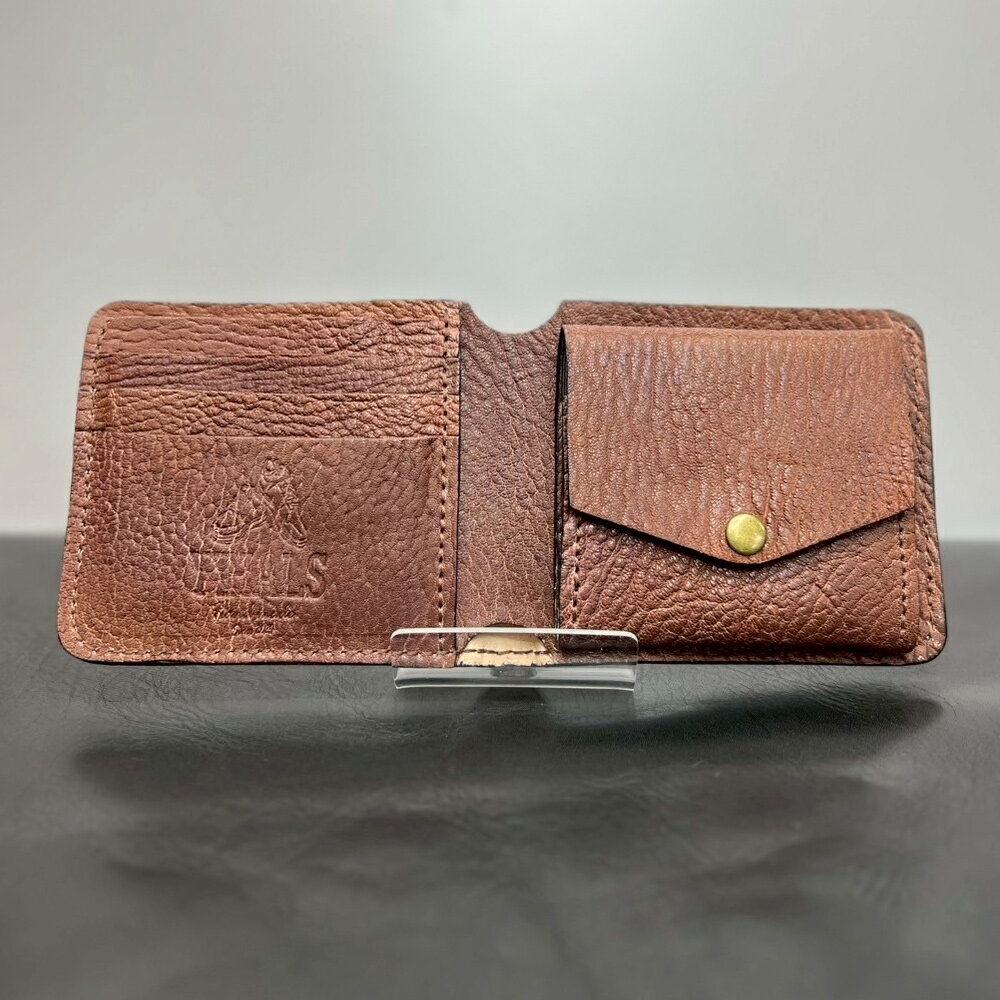 【ふるさと納税】YIHALS ハンドメイド 鹿革 2つ折り財布 (選べる6色！：ネイビーブルー グレー ブラック ライトブラウン ブラウン ダークブラウン)《靴屋が手掛ける革製品》｜イハレス レザー 革小物 [0639-0645] サムネイル3