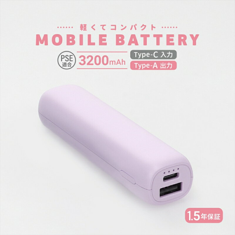 Owltech 軽くてコンパクト 小型軽量モバイルバッテリー 3200mAh USB Type-A出力 OWL-LPB3351シリーズ パープル オウルテック【スマホ充電器 携帯充電器 充電 ポケットサイズ コンパクトサイズ 軽量 ガジェット 海老名市 】