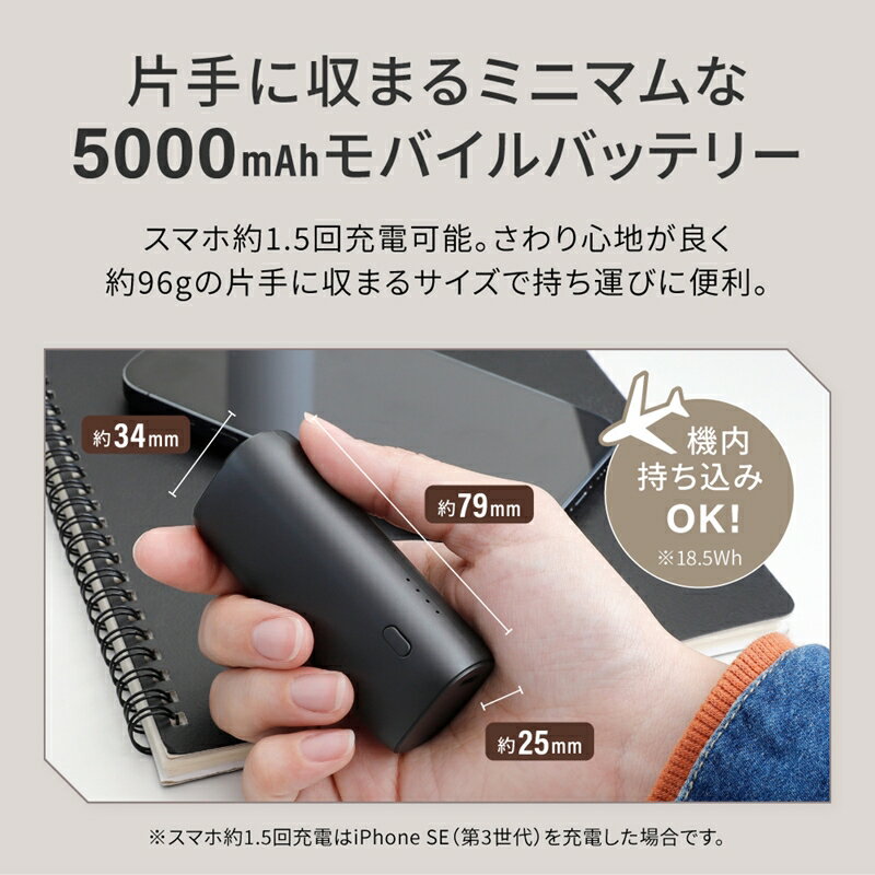 【ふるさと納税】片手に収まるミニマム感 最大PD20W対応 5000mAhモバイルバッテリー OWL-LPB5018【 ガジェット 海老名市 】 サムネイル2