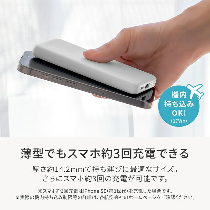 【ふるさと納税】厚さ14.2mm 10000mAh 最大15W出力 USB Type-C入出力／USB Type-A出力 モバイルバッテリー OWL-LPB10013【 ガジェット 海老名市 】 サムネイル2
