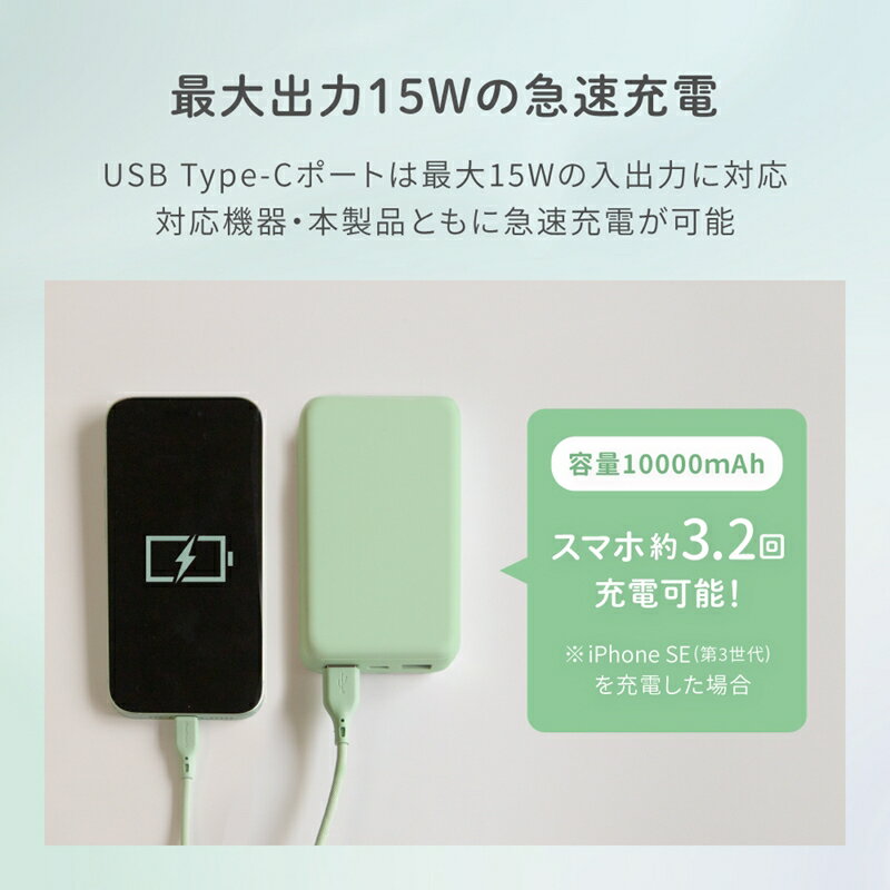 【ふるさと納税】Type-C 入力&出力対応で軽量196g 10000mAh 小型軽量モバイルバッテリー OWL-LPB10012【 ガジェット 海老名市 】 サムネイル3