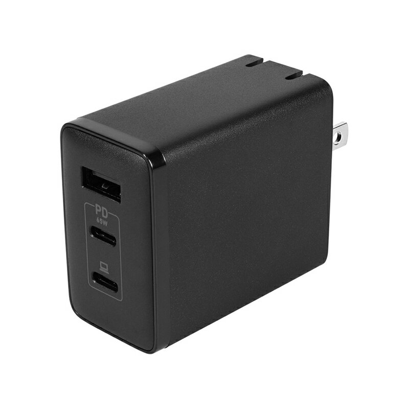 【ふるさと納税】最大PD65W出力 GaN採用 USB Type-C×2 USB Type-A×1 AC充電器 OWL-APD65C2A1GR-BK【神奈川県 海老名市 】 サムネイル2