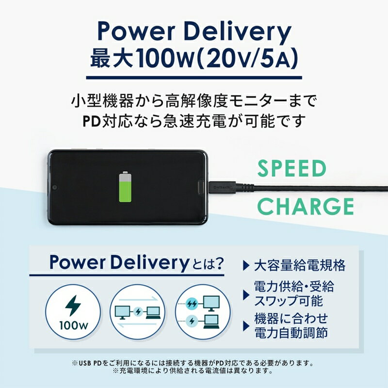 【ふるさと納税】 転送速度10Gbps対応USB3.2Gen2 & PD100W 高速通信と超速充電に対応 Type-C to Type-Cケーブル OWL-CBKG2PCC10-BK【 ガジェット 海老名市 】 サムネイル3