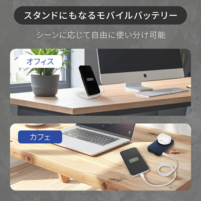 【ふるさと納税】Owltech 折りたたみ式スマホスタンドにもなる 5000mAh 最大PD20W対応 USB Type-C入出力 マグネット式ワイヤレス充電対応 モバイルバッテリー OWL-LPB5020MG【 ガジェット 神奈川県 海老名市 】 サムネイル2