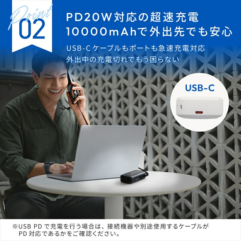 【ふるさと納税】Owltech 巻き取り式ケーブル内蔵 10000mAh 最大PD20W対応 USB Type-C入出力 モバイルバッテリー OWL-LPB10021CR【 ガジェット 神奈川県 海老名市 】 サムネイル3