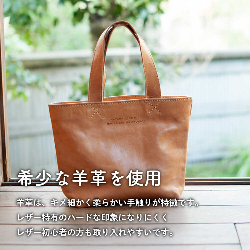 【ふるさと納税】羊革のトートバッグS（ぬめ革・ベージュ）　MADRE LATINA PROJECT ／ カバン トートバッグ 普段使い 革 皮 鞄 レザー フェアトレード【(特非)葉山っ子すくすくパラダイス】[ASAT007] サムネイル2