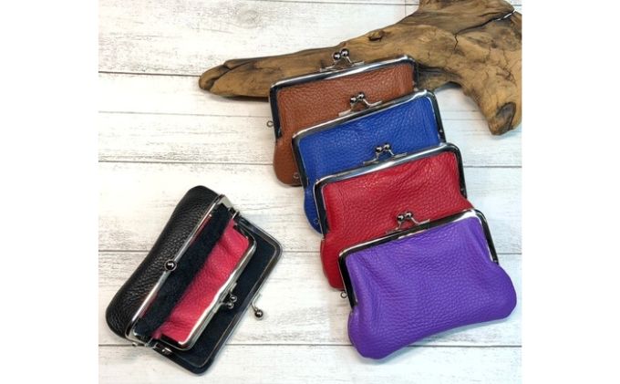 【ふるさと納税】イタリア本革（牛革）の親子がま口小物入れ（小） ファッション小物 雑貨 シュリンクレザー 小銭入れ カード収納 アクセサリーポーチ 革製品 革小物 サムネイル2