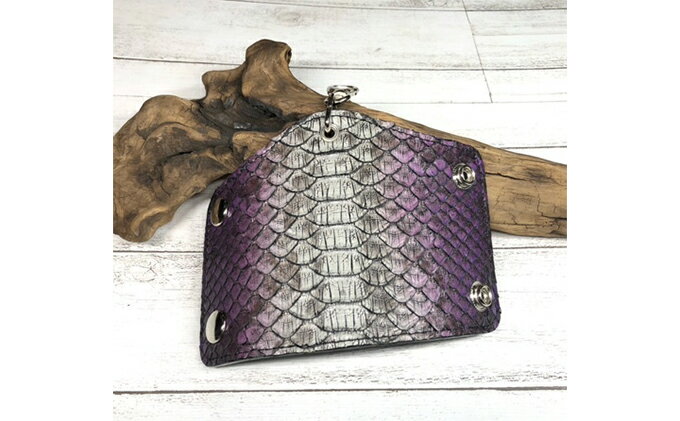 【ふるさと納税】パイソン（蛇革）のスマートキーケース（グラデ） 小物 収納 鍵 ヘビ 牛 革製品 サムネイル3