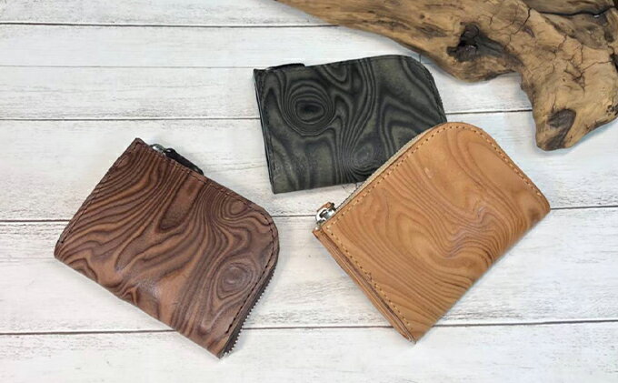 【ふるさと納税】漉き模様革のL字ファスナーショート財布 ファッション小物 収納 コンパクト 牛革 革製品 サムネイル2