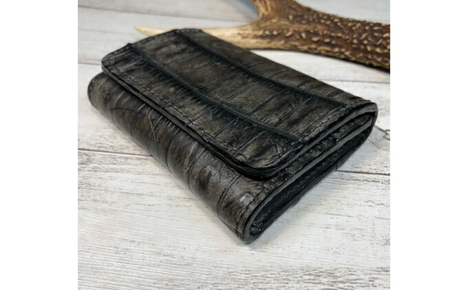 【ふるさと納税】カードケース 墨染めクロコダイル（鰐革）×墨染め牛革のカードケース ワニ 革小物 革製品 日用品 雑貨 小物 収納 サムネイル3