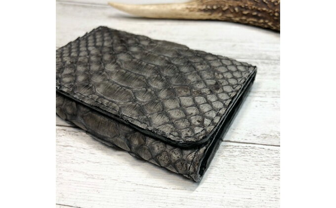 【ふるさと納税】墨染パイソン×墨染牛革のカードケース 小物 収納 ヘビ 革製品 サムネイル3