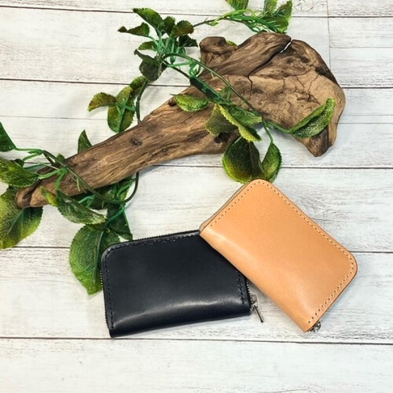 【ふるさと納税】【ヌメ革】フルラウンドファスナーコインケース(ヌメ・クロ) 牛革 ヌメ革 ハンドメイド サムネイル2