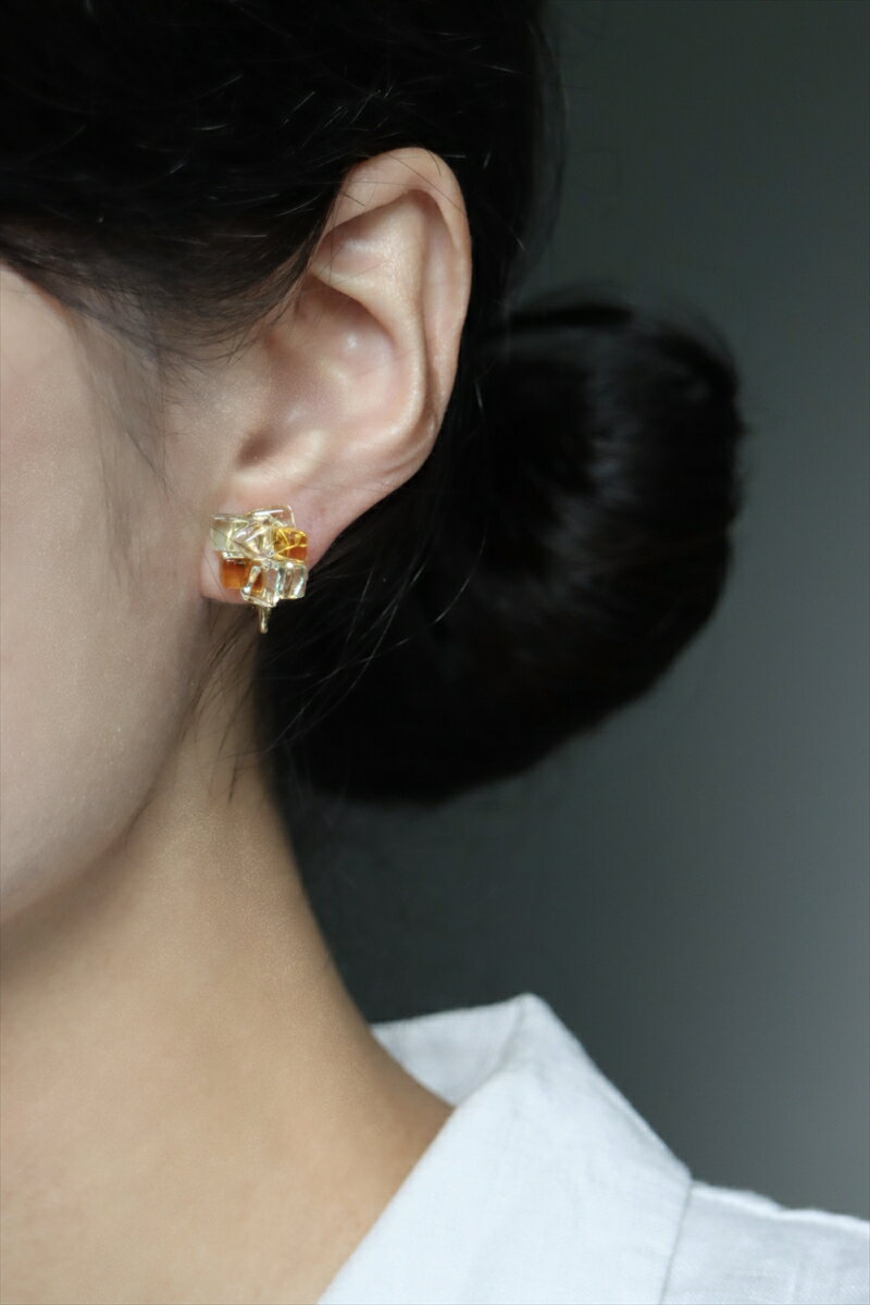 【ふるさと納税】《コラージュ》イヤリング（イエロー×グリーンティント）【 神奈川県 大磯町 レディースジュエリー ファッション小物 誕生日 お祝い ギフト 贈り物 ファッション 】 サムネイル3