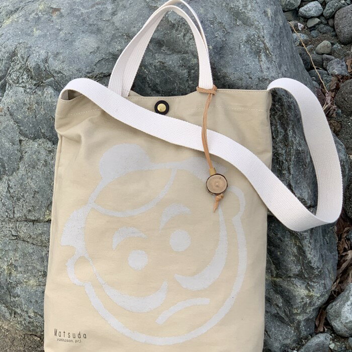 やっこさんトートバッグ（面ベージュ＋奴 x ライトグレー）