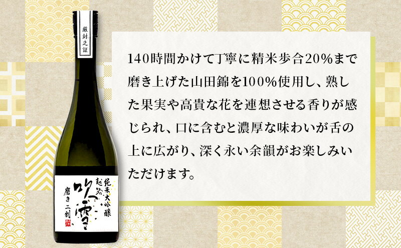 【ふるさと納税】高野酒造 越路吹雪 純米大吟醸 磨き二割 720ml お酒 日本酒 純米大吟醸酒 サムネイル3